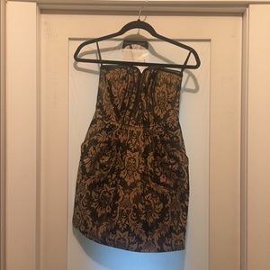 H&M bustier baroque gold black dress. NWT size 4